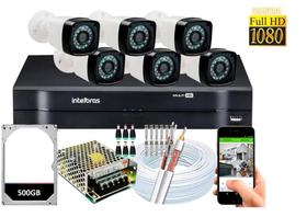 Kit Dvr Intelbras 8 Canais 500gb E 6 Câmeras Full Hd Fonte 10a