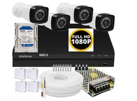 Kit dvr Intelbras 8 canais H.265 500gb 4 câmeras Full HD 20m