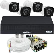 Kit DVR Intelbras 8 canais H.265 Sem HD 4 câmeras 1080p 2mp