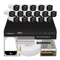Kit Dvr Intelbras MHDX 1016-C 16 Canais 2TB 16 Câmeras Full HD 20M HB Tech HB402