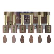 Kit E 6 Esmaltes Gel Diamond Nivelável Helen Color 15ml UvLed
