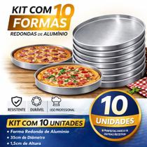 Kit e Atacado 10 Formas de Pizza 35x1,5 Alumínio