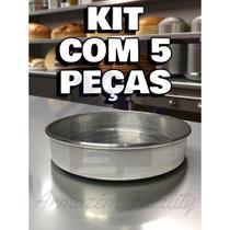 Kit e Atacado com 5 Formas Naked Cake 20x3,5 Redondas cm em Alumínio Kit e Atacado com 5 Formas Naked Cake 20x3,5 Redondas cm em Alumínio