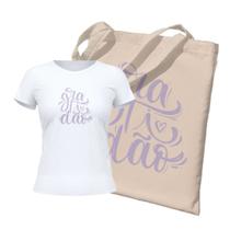 Kit Ecobag + Camiseta Feminina - Gratidão Branca