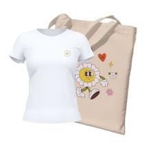 Kit Ecobag + Camiseta Feminina - Margarida Branca