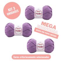 Kit ecônomico 3 lã mollet 40 g cor azaleia oferta limitada