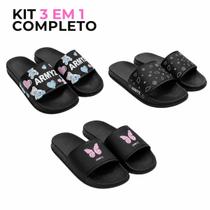 Kit Econômico 3 Pares Chinelos Slide Masculino e Feminino Antiderrapante Kit Econômico 3 Pares Chinelos Slide Masculino e Feminino Antiderrapante