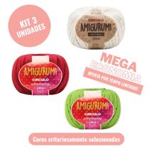 Kit ecônomico amigurumi 254 m cores natural, carmim e greenary oferta limitada