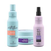 Kit Ecosmetics Nutrition Shampoo 500ml, Máscara Resistence, Texture Protetor térmico 250ml