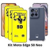 Kit Edge 50 Neo 3UN Película Fosca De Cerâmica + 1UN Capa TPU Silicone para Moto Edge 50 Neo 5G