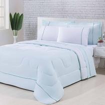 Kit Edredom 100% Algodão Percal 150 Fios Dupla Face King + Jogo De Cama 7 Peças - em versão com cor Branco- Verde Kit Edredom 100% Algodão Percal 150 Fios Dupla Face King + Jogo De Cama 7 Peças - em versão com cor Branco- Verde