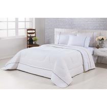 Kit Edredom 100% Algodão Percal 150 Fios Dupla Face Solteiro Gran Moratta 2 Peças - Palha/Branco
