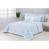 Kit Edredom 100% Algodão Percal 150 Fios Dupla Face Solteiro Gran Moratta 2 Peças - Verde/Branco