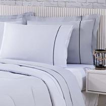 Kit Edredom 100% Algodão Percal 150 Fios Dupla Face Solteiro + Jogo De Cama 5 Peças - Cinza-branco Kit Edredom 100% Algodão Percal 150 Fios Dupla Face Solteiro + Jogo De Cama 5 Peças - Cinza-branco