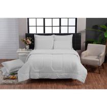 Kit Edredom 200 Fios Affeto 100% algodão 6 peças Dupla Face Casal Queen Casa Dona Rosa Off White