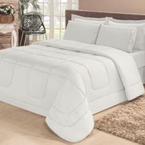 Kit Edredom Aconchego Casa Dona Dupla Face Casal Queen 6 Pçs com Lençol Branco Kit Edredom Aconchego Casa Dona Dupla Face Casal Queen 6 Pçs com Lençol Branco