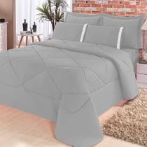 Kit Edredom Aconchego Dupla Face Casal Padrão 6 peças - Cinza Kit Edredom Aconchego Dupla Face Casal Padrão 6 peças - Cinza