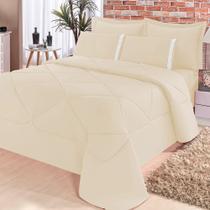 Kit Edredom Aconchego Dupla Face Casal Queen 6 Peças - Palha