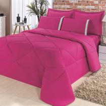 Kit Edredom Aconchego Dupla Face Casal Queen 6 Peças - Pink