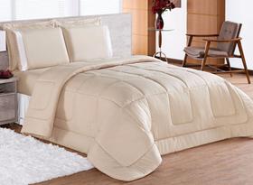 Kit Edredom Aconchego Paula Queen Com Lençol 6 Peças Bege