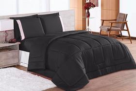 Kit Edredom Aconchego Paula Queen Com Lençol 6 Peças Preto