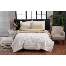 Kit Edredom Athena 100% Algodão Dupla Face Queen Capuccino E Branco 3 Peças Casa Dona Kit Edredom Athena 100% Algodão Dupla Face Queen Capuccino E Branco 3 Peças Casa Dona