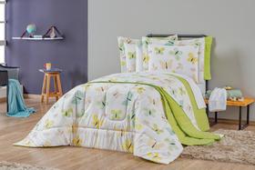 KIT EDREDOM BORBOLETA SOLTEIRO 2 PÇ percal 150 FIOS - 100% algodão