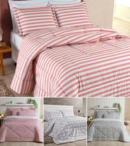 kit edredom cama king 3 peças confortavel e quente para o inverno blessed rosa