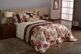 Kit Edredom Cama Queen Floral 7 Peças Vitoria Marrom Kit Edredom Cama Queen Floral 7 Peças Vitoria Marrom