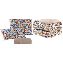 Kit Edredom Casal 04 Pçs Malha 100% Algodão Dupla Face