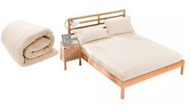 Kit edredom casal 4 peças 100% algodão lençol para cama box percal 180 fios cor: bege/ palha