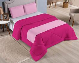 kit edredom Casal Padrão Ducasa dupla face Rosa/Pink com 4pçs