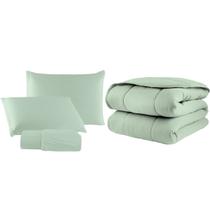 Kit Edredom Casal Queen 04 Pçs Malha 100% Algodão Dupla Face Liso