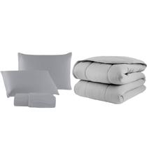 Kit Edredom Casal Queen 04 Pçs Malha 100% Algodão Dupla Face Liso