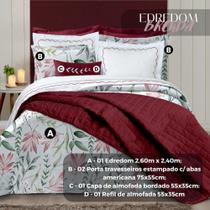 Kit Edredom Casal Queen Algodão Estampado 05 Peças Brenda Cobertor CobertaTecido Percal 180 Fios