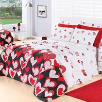 Kit Edredom Casal Queen Desire 5 Peças 100% Algodão 200 Fios Love