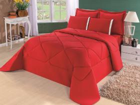 Kit Edredom Casal Queen + Lençol Conforto Dupla Face 6pçs Vermelho
