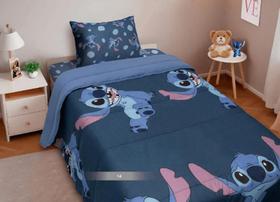 Kit Edredom Casal Stitch Azul Escuro Portallar