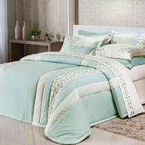 Kit Edredom Clara Super King Bordado 4Pçs 100% Algodão Várias Cores