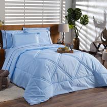 Kit Edredom Cobertor CASAL PADRÃO 03 Peças Milano Dupla Face Liso Tecido Percal Algodão 200 Fios