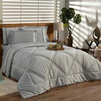 Kit Edredom Cobertor KING 03 Peças Milano Liso Dupla Face Percal Algodão 200 Fios com Fronhas