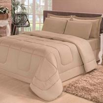 Kit Edredom Confort Casa Dona Dupla Face Casal Queen 6 Pçs com Lençol Bege Kit Edredom Confort Casa Dona Dupla Face Casal Queen 6 Pçs com Lençol Bege
