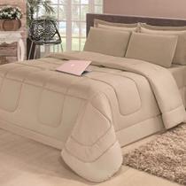 Kit Edredom Confort Casa Dona Dupla Face Casal Queen 6 Pçs com Lençol Bege Kit Edredom Confort Casa Dona Dupla Face Casal Queen 6 Pçs com Lençol Bege