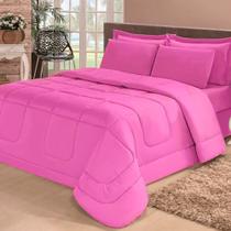 Kit Edredom Confort Casa Dona Dupla Face Casal Queen 6 Pçs Com Lençol Pink Kit Edredom Confort Casa Dona Dupla Face Casal Queen 6 Pçs Com Lençol Pink