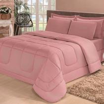 Kit Edredom Confort Casa Dona Dupla Face Casal Queen 6 Pçs Com Lençol Rosé Kit Edredom Confort Casa Dona Dupla Face Casal Queen 6 Pçs Com Lençol Rosé
