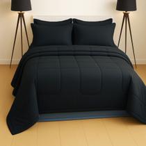 Kit Edredom Confort Dupla Face Casal Queen 6 Peças com Lençol Preto Kit Edredom Confort Dupla Face Casal Queen 6 Peças com Lençol Preto