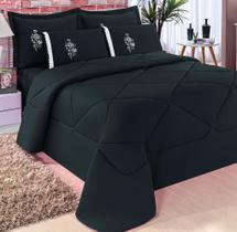 Kit Edredom Conforto King 6 Peças Dupla Face Bordado