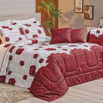 Kit Edredom Craft Casal Queen Dupla Face 5 Peças Percal 200 Fios 100% Algodão - Estampa Roses Kit Edredom Craft Casal Queen Dupla Face 5 Peças Percal 200 Fios 100% Algodão - Estampa Roses