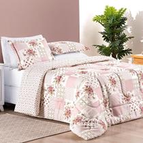 Kit Edredom Dallas King Dupla Face Microfibra 3 Peças Rosa Kit Edredom Dallas King Dupla Face Microfibra 3 Peças Rosa