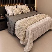 Kit Edredom Dallas Queen 9 Peças 200 Fios Toque de Algodão Estampa Xadrez Casa Modelo Enxovais Kit Edredom Dallas Queen 9 Peças 200 Fios Toque de Algodão Estampa Xadrez Casa Modelo Enxovais